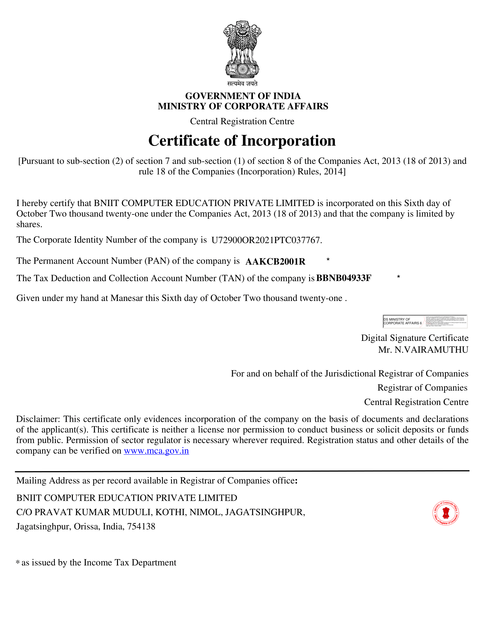 BNIIT COMPUTER EDUCATION - Certifications